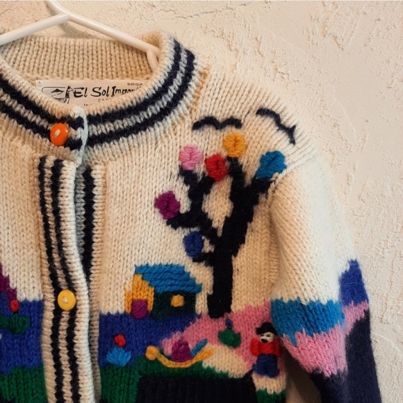 Vintage Embroidered Wool Jacket Cardigan 2T - Picture 3 of 10